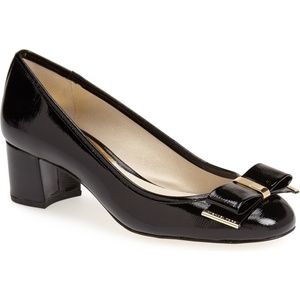 Michael Kors Women's Kiera Mid Pump Black Patent Saffiano